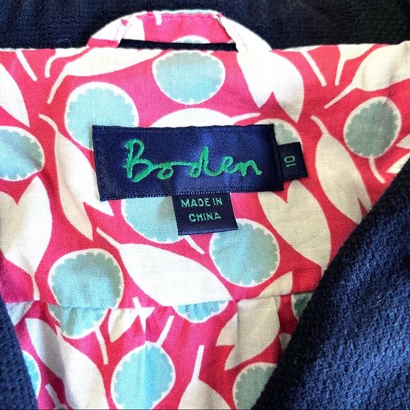 LIKE NEW! BODEN | Cotton Navy Blazer White Stitching Size 10 - Picture 4 of 8